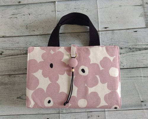 レビューブックカバー 北欧花柄 スモーキーピンク ブックカバー