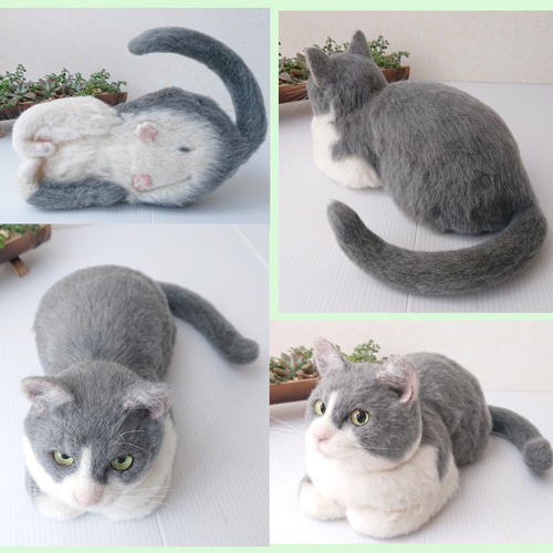 羊毛フェルト ネコ うちの子 オーダー専門◇愛猫の宝箱◇香箱座り お