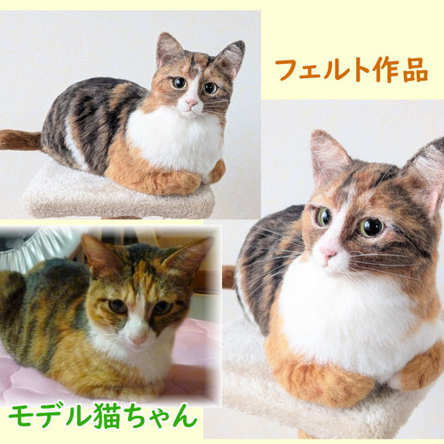 羊毛フェルト ネコ うちの子 オーダー専門◇愛猫の宝箱◇香箱座り お