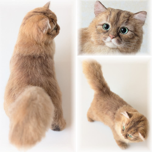羊毛フェルト ネコ うちの子 オーダー専門◇愛猫の宝箱◇香箱座り お