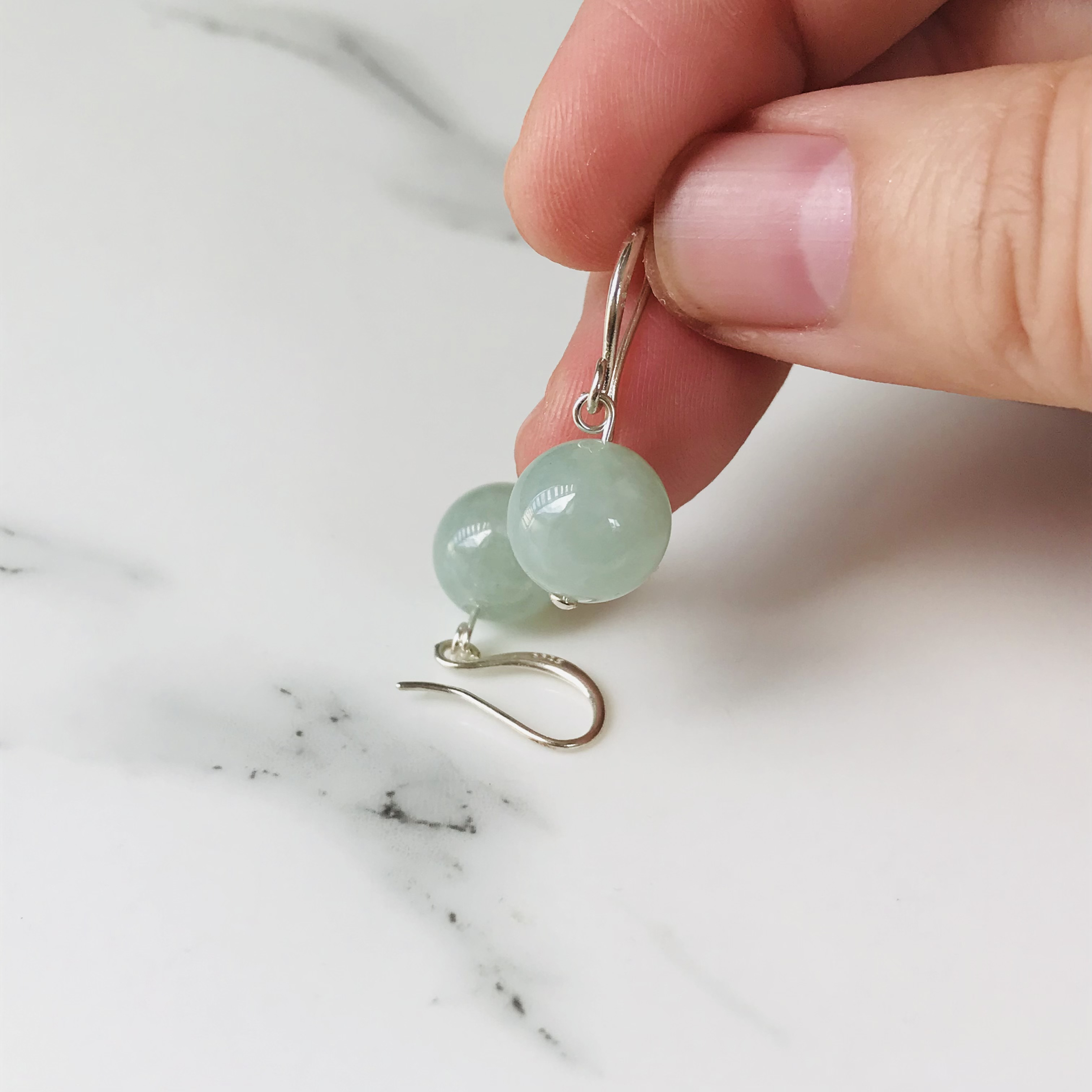 [P143-002] ジェイド　JADE  ヒスイ　本翡翠　ピアス　　天然石　一点物　ミャンマー産　s925