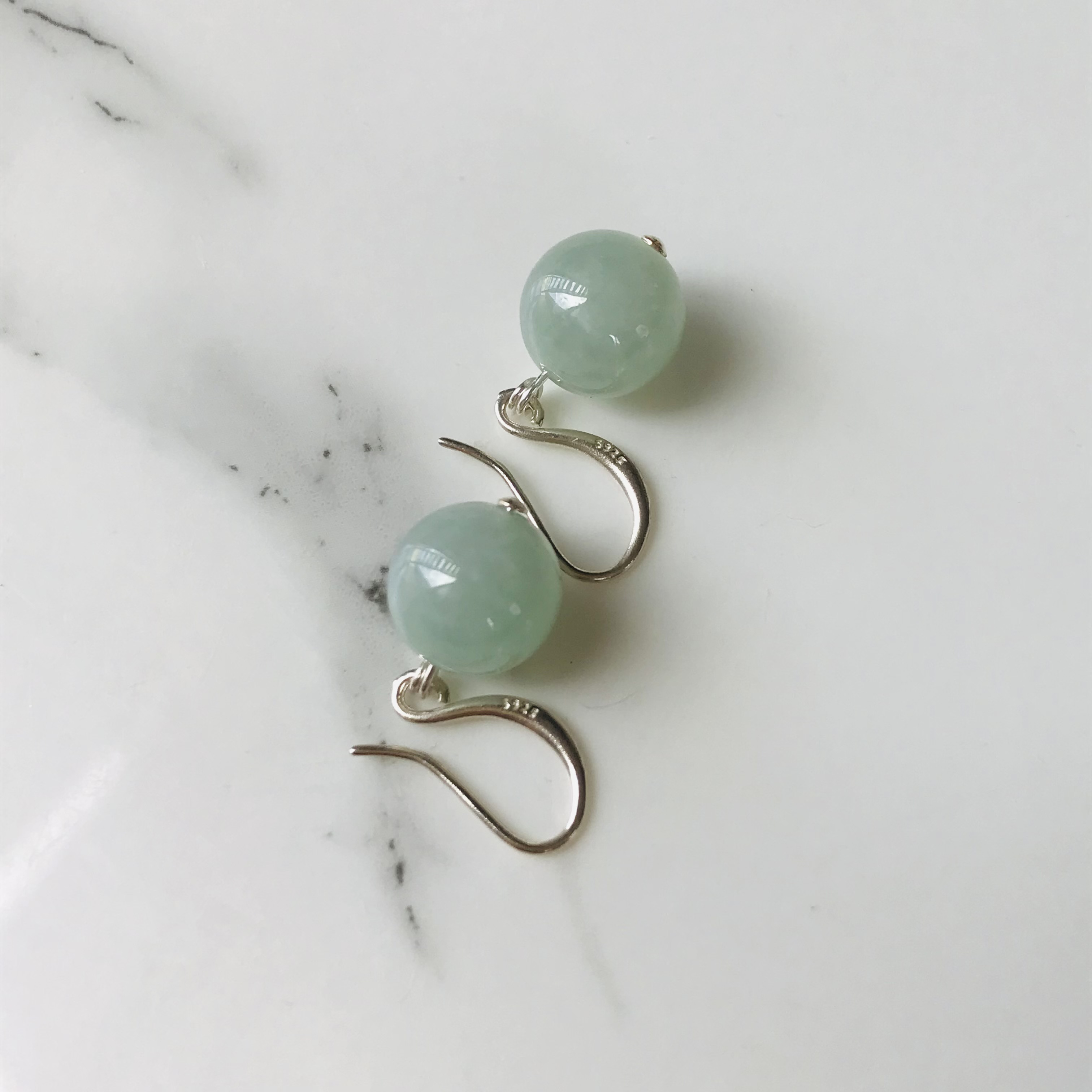 [P143-002] ジェイド　JADE  ヒスイ　本翡翠　ピアス　　天然石　一点物　ミャンマー産　s925