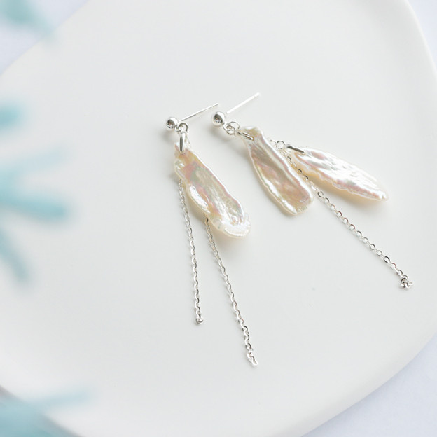 『wind』天然淡水バロックパール・S925・ピアス ♪送料無料♪イヤリング変換無料♪風　海　光　白