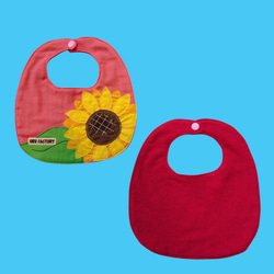 ひまわりのアップリケベビースタイ2枚セット｜選べる全9色｜ガーゼ×パイル｜ベビーギフトにおすすめ 5枚目の画像