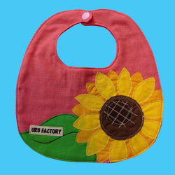 ひまわりのアップリケベビースタイ2枚セット｜選べる全9色｜ガーゼ×パイル｜ベビーギフトにおすすめ 3枚目の画像