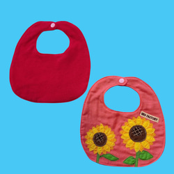 ひまわりのアップリケベビースタイ2枚セット｜選べる全9色｜ガーゼ×パイル｜ベビーギフトにおすすめ 6枚目の画像