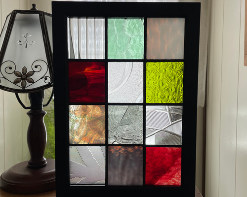 ステンドグラス パネル 和モダン 格子戸 その他インテリア雑貨