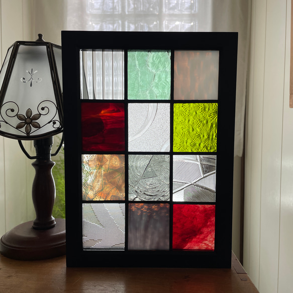 ステンドグラス パネル 和モダン 格子戸 その他インテリア雑貨