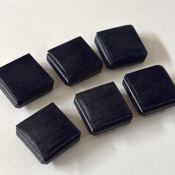ボタン レトロ 四角 スクエア ブラック 裏足 19mm 6個セット et-050 3枚目の画像