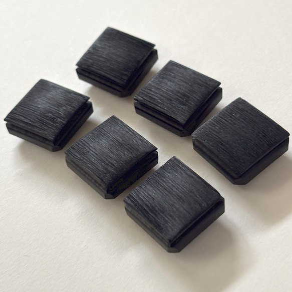 ボタン レトロ 四角 スクエア ブラック 裏足 19mm 6個セット et-050 2枚目の画像