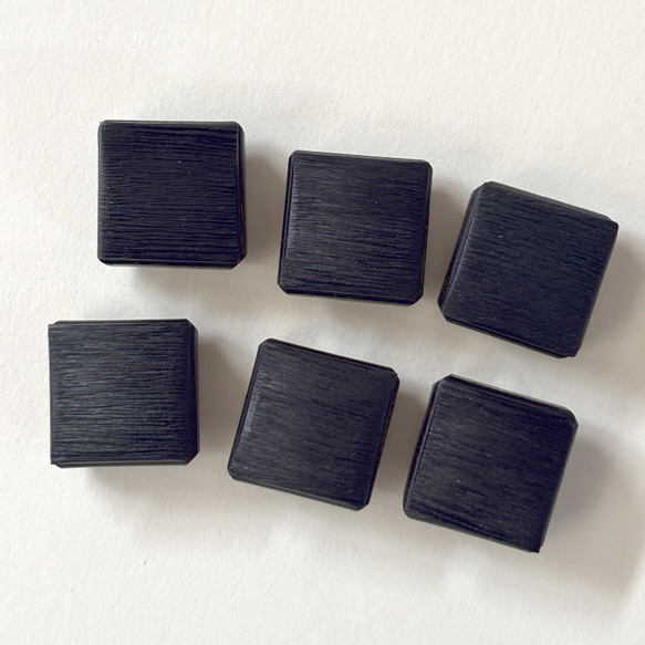 ボタン レトロ 四角 スクエア ブラック 裏足 19mm 6個セット et-050 1枚目の画像