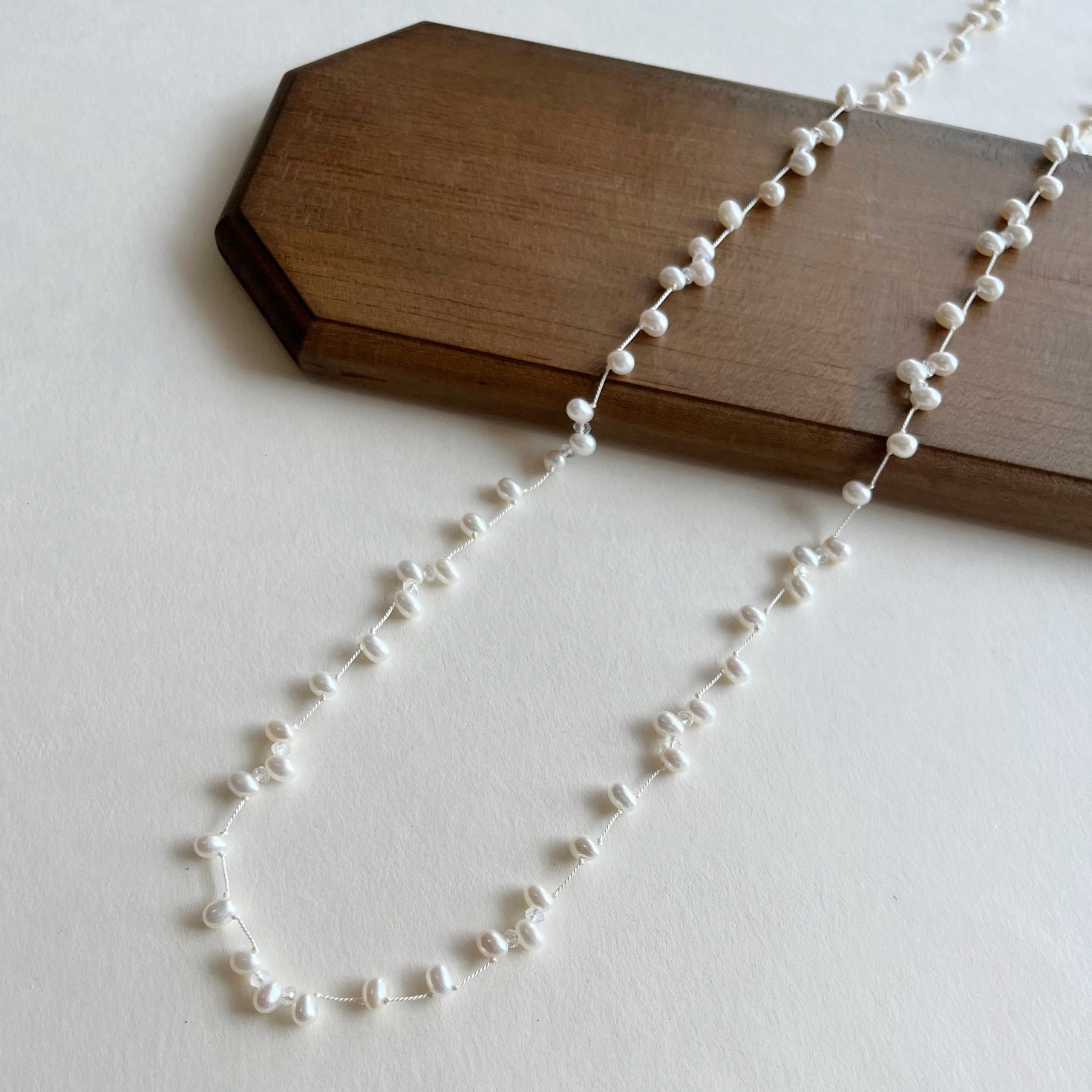 優しいパール　パール＆ムーンストーン　ロングネックレス【K14GF】