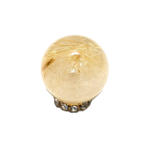 金色が美しい ゴールドタイチンルチル 13ミリ 極太金針水晶 粒売り 貫通穴あり 金色が美しい ゴールド タイチンルチル 13ミリ 極太金針入り水晶