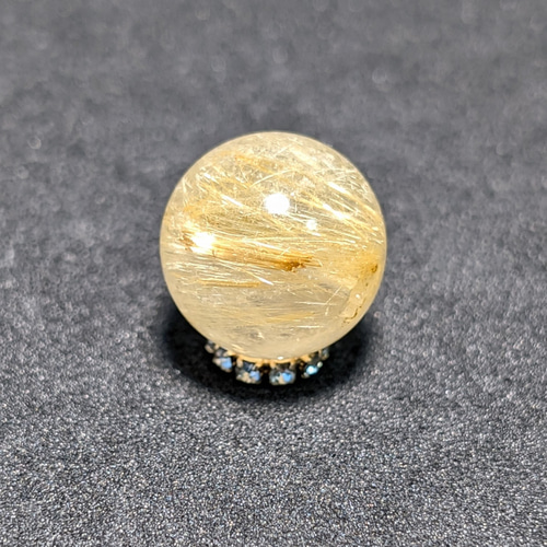 極太金針入り水晶 ゴールド タイチンルチル 10ミリ 粒売り 節約 貫通穴