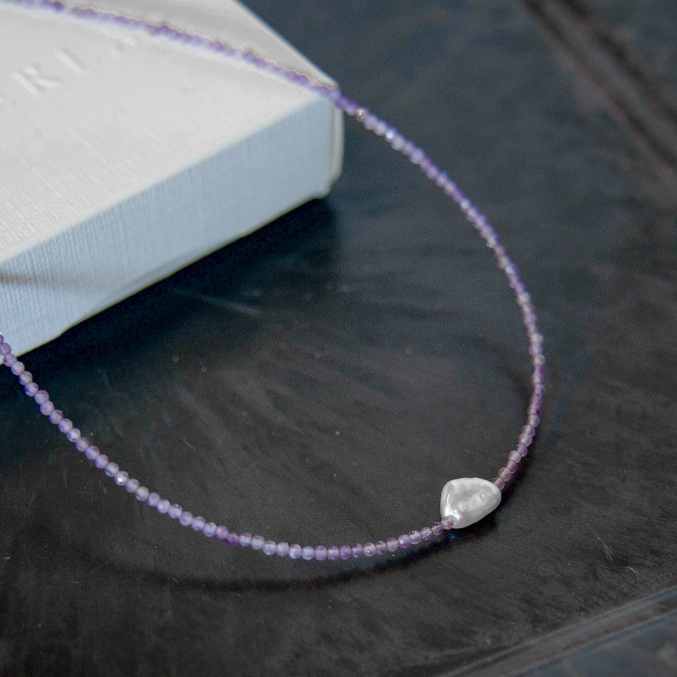 アメシスト×一粒バロックパールネックレス