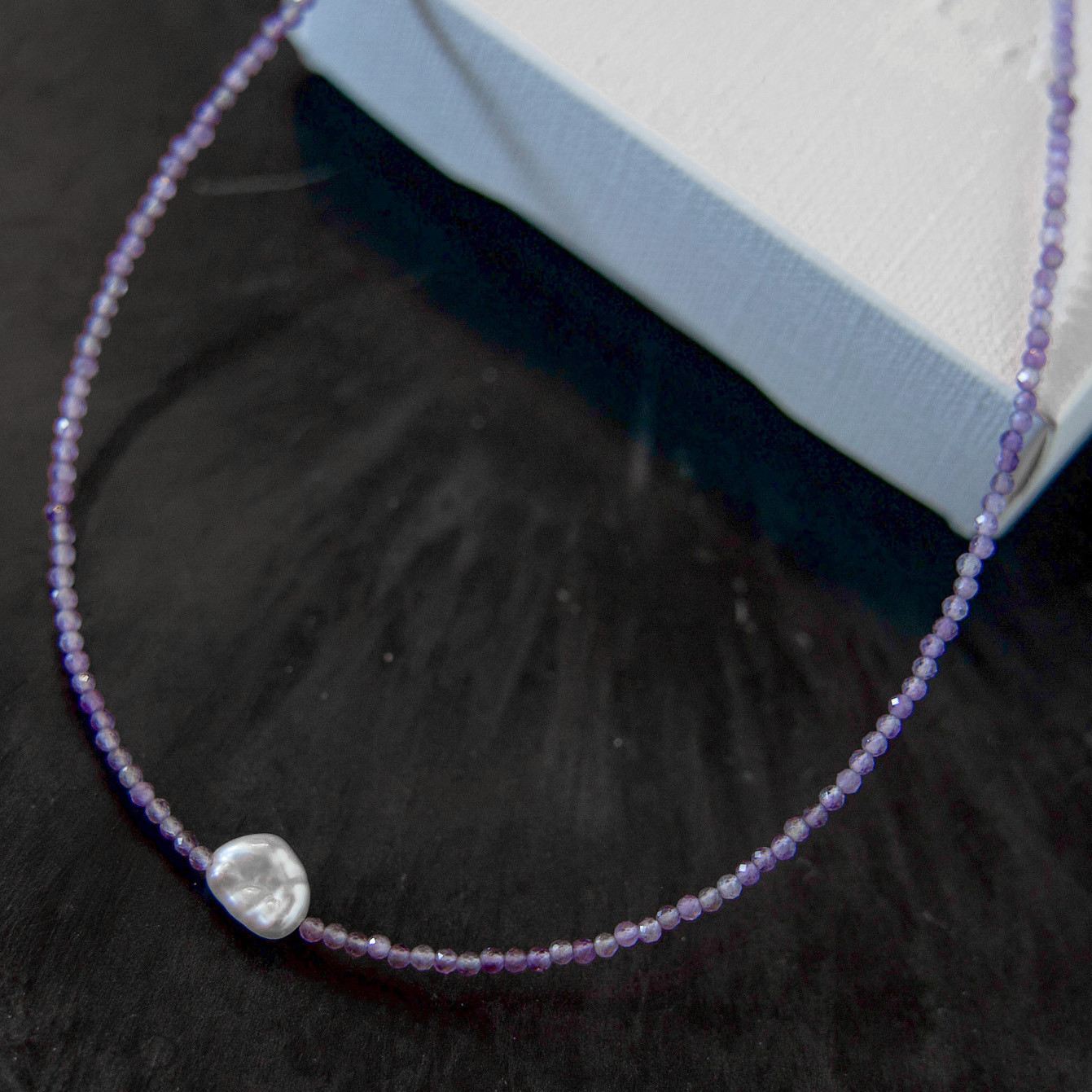 アメシスト×一粒バロックパールネックレス
