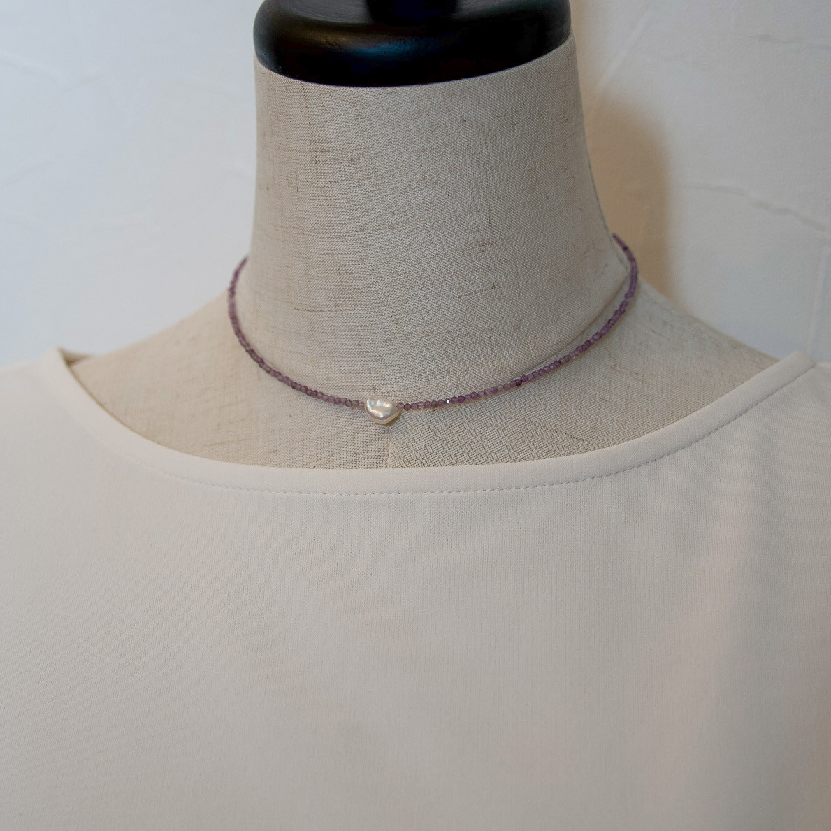 アメシスト×一粒バロックパールネックレス