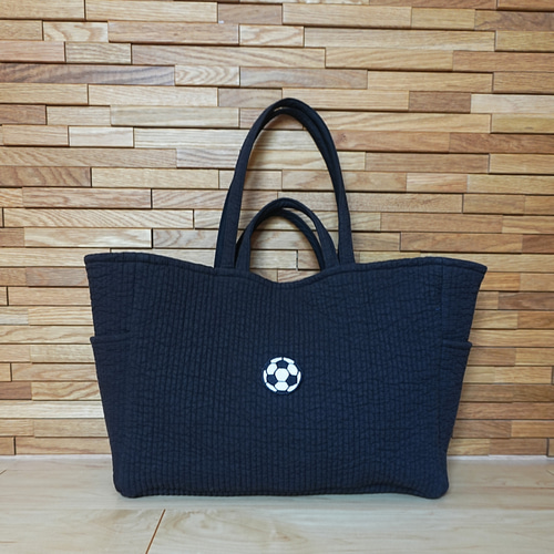 サッカーボール 刺繍 ヌビ マザーズバッグ 名入れ 刺繍 トートバッグ