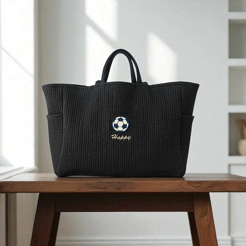 サッカーボール 刺繍 ヌビ マザーズバッグ 名入れ 刺繍 トートバッグ