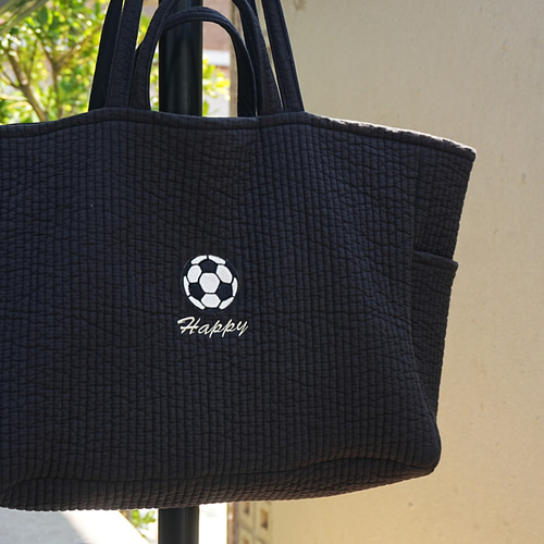 サッカーボール 刺繍 ヌビ マザーズバッグ 名入れ 刺繍 トートバッグ