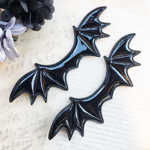 大 4個 蝙蝠 コウモリ 悪魔 羽 翼 パーツ/黒（C2-989） Gothic