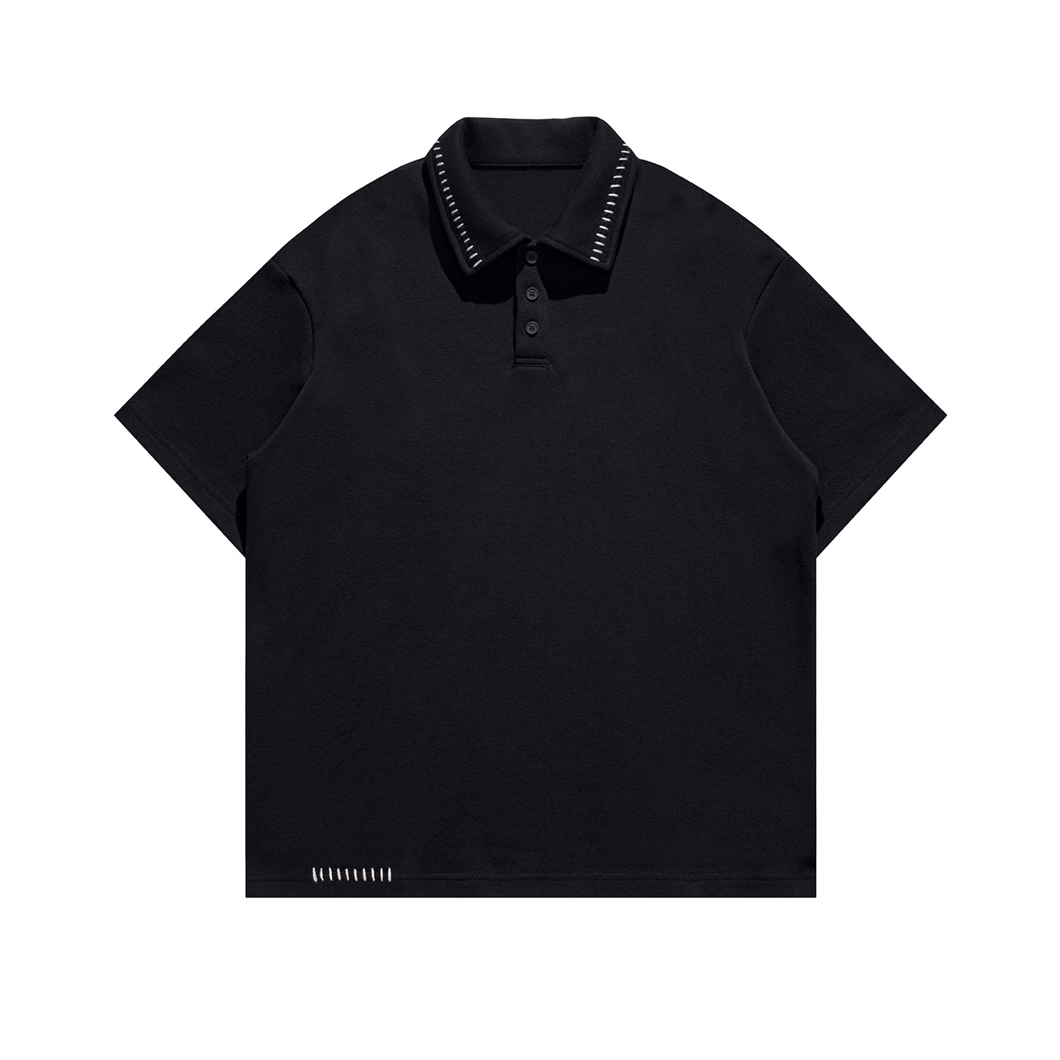 アメリカンレトロポロシャツ襟半袖Tシャツ 男性用2025厚手ゆったりカジュアル風半袖T恤