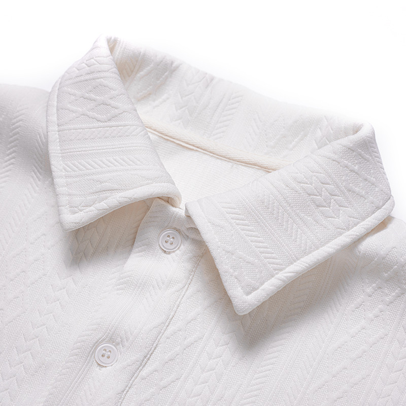 ファッショナブルなレトロジャカードのカジュアルポロシャツ 夏物 快適な若者向けフィットフィットのスタンドカラー半袖Tシャ