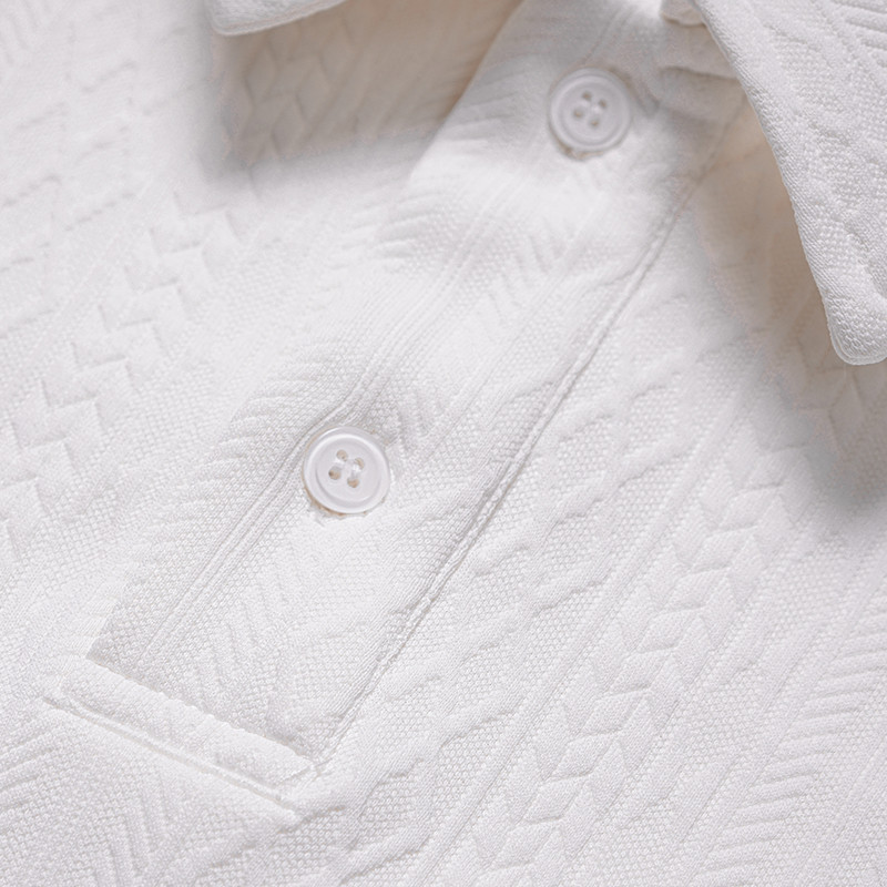 ファッショナブルなレトロジャカードのカジュアルポロシャツ 夏物 快適な若者向けフィットフィットのスタンドカラー半袖Tシャ