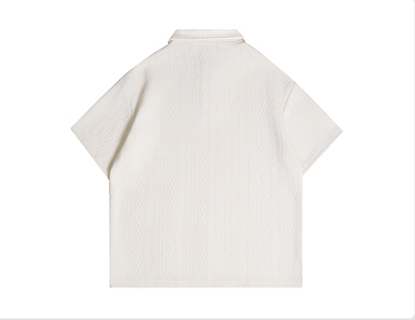 ファッショナブルなレトロジャカードのカジュアルポロシャツ 夏物 快適な若者向けフィットフィットのスタンドカラー半袖Tシャ