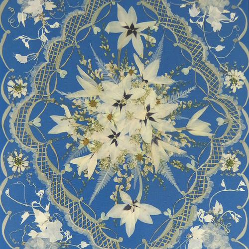 クリスマスセール 押し花額 押し花アート 白い花 展覧会出展作品