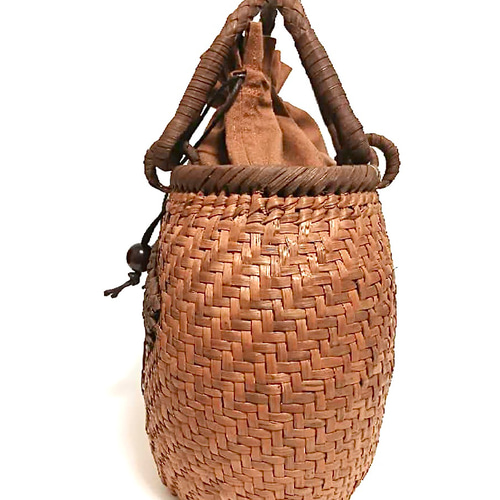 山葡萄バッグ楕円高級極細網代(リボン)