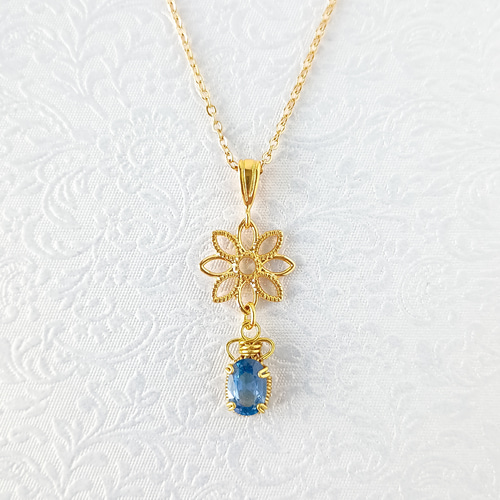 誕生石ネックレス】9月 サファイア ✦ 天然石ワイヤージュエリー ✦