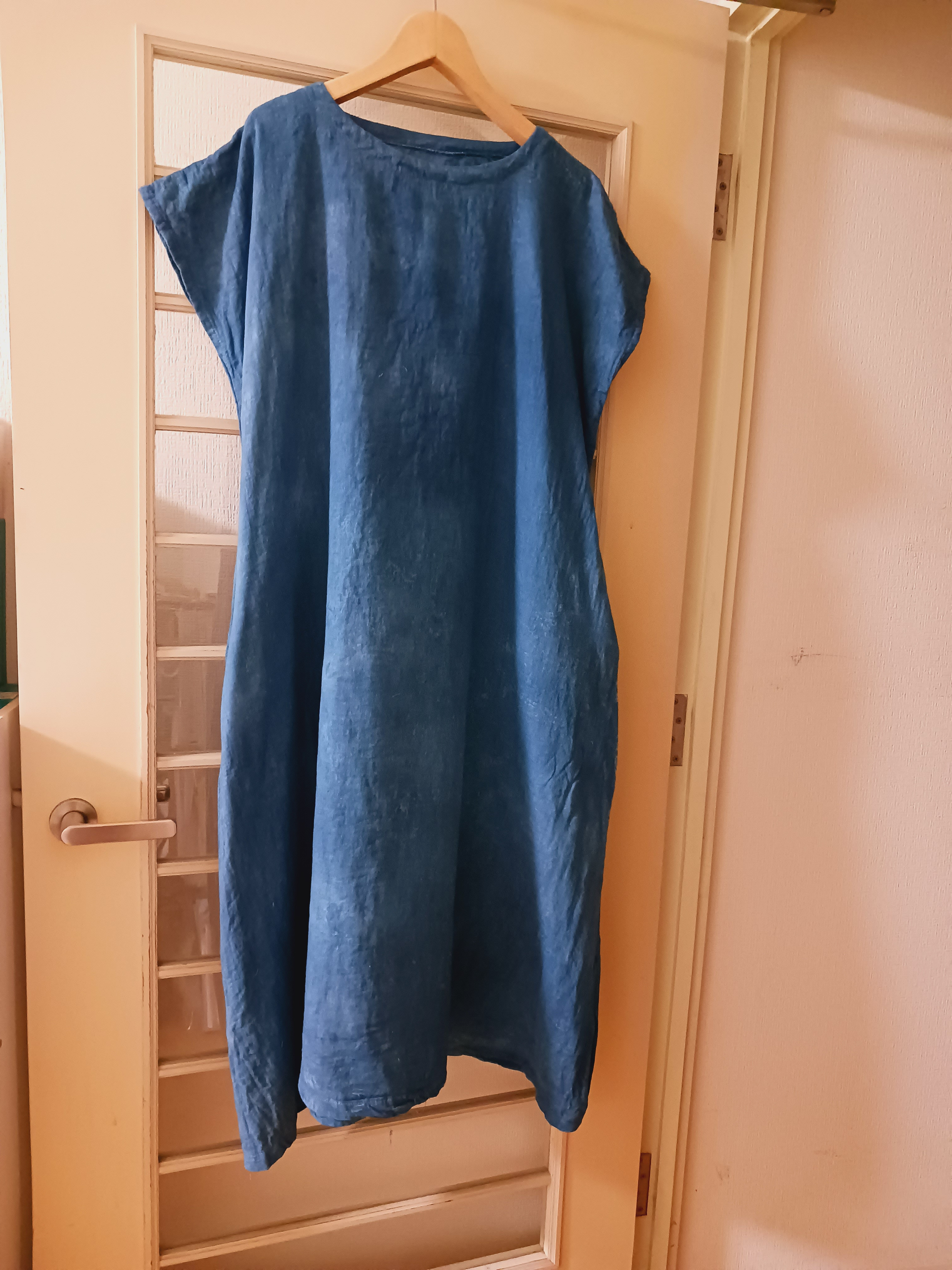 藍染ダブルガーゼ　Aラインワンピース