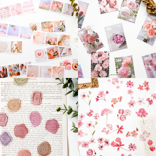 コラージュ素材 海外紙ものセット 福袋 ピンク pink [PK01