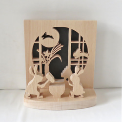 秋の季節飾り「お月見」ディスプレイスタンド 置物 フェルト