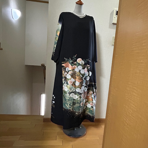 080 17号 希少 大きい ロング 留袖ドレス 裏地付なのでまとわりつか