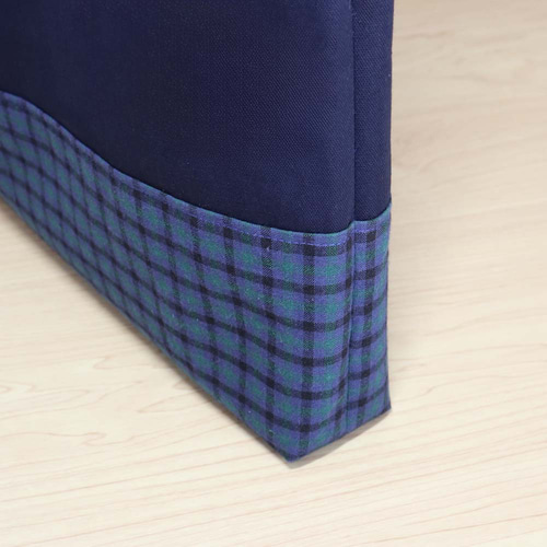 ファミリア風 上品グリーンチェック ネイビー マチあり レッスンバッグ