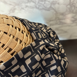 高級 柔らか チュールニット 幾何学スクエア 超幅広 ターバン ヘアバンド 4枚目の画像