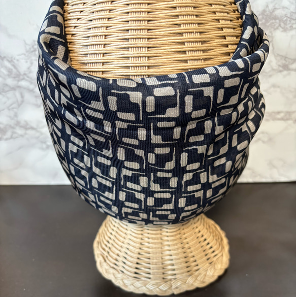 高級 柔らか チュールニット 幾何学スクエア 超幅広 ターバン ヘアバンド 3枚目の画像