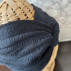 柔らか コットン ジャガードシースルーニット 超幅広 ターバン ヘアバンド 4枚目の画像