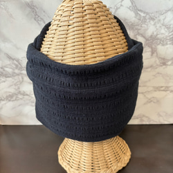 柔らか コットン ジャガードシースルーニット 超幅広 ターバン ヘアバンド 3枚目の画像