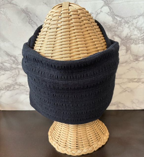 柔らか コットン ジャガードシースルーニット 超幅広 ターバン ヘアバンド 3枚目の画像