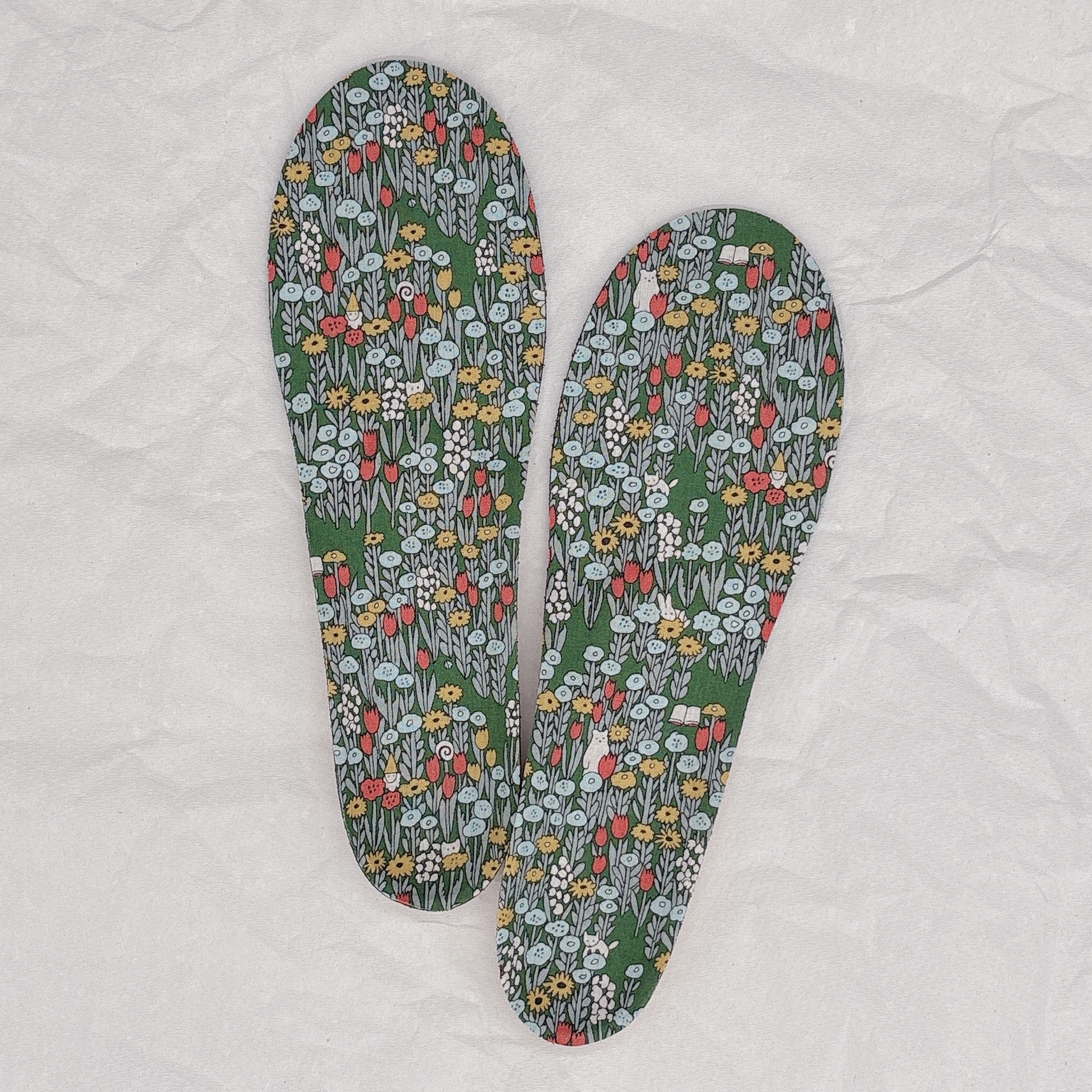 見せたくなるインソール－どうぶつと花(みどり)－履く時ワクワク♩歩いてらくらく♫