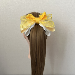 プリンセス風大人可愛いヘアリボン ゴム カーキ色のサテンリボン