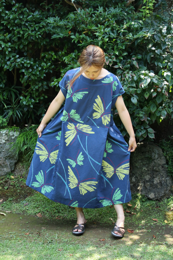 浴衣リメイク　フレンチスリーブワンピース 楽天市場】【浴衣リメイクフレンチスリーブワンピース】一点もの