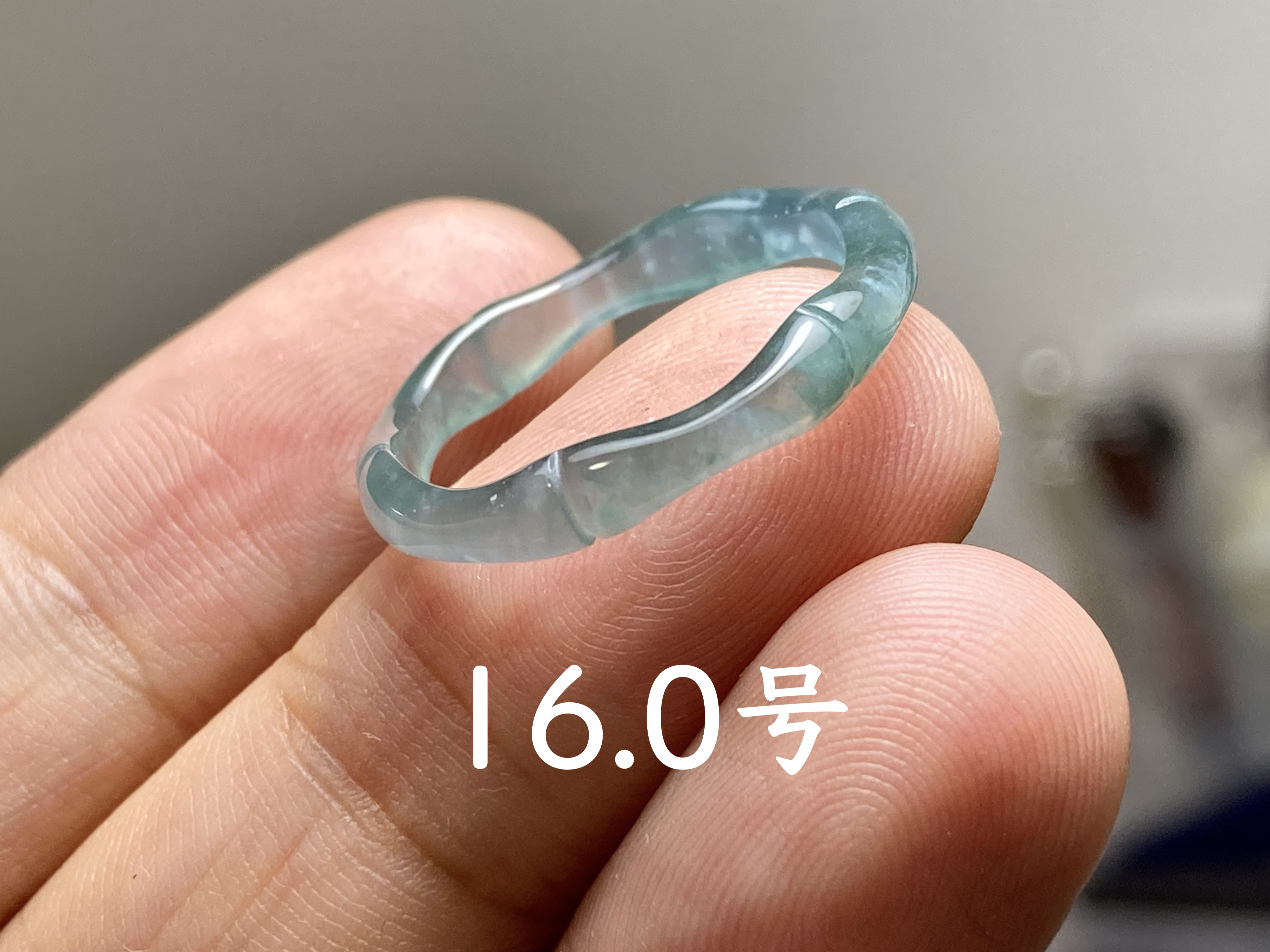 L13-80 高氷種 竹節 リング 薄水緑 16.0号 グアテマラ産 A貨 本