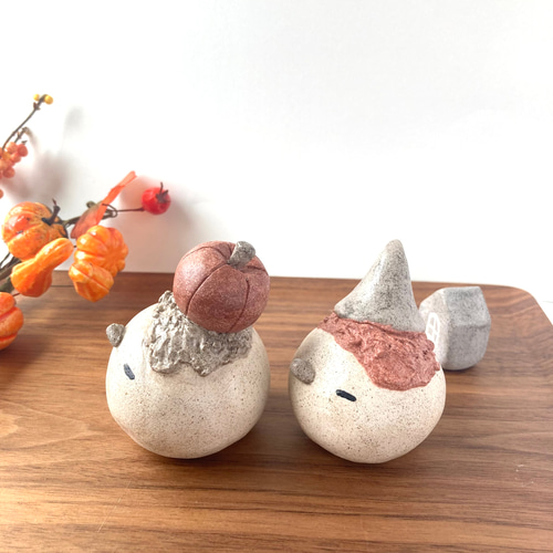 パンダつまみ細工のシマエナガの節分セットと獅子舞セット シマエナガ しまえなが 樹脂粘土 ハンドメイド 置物