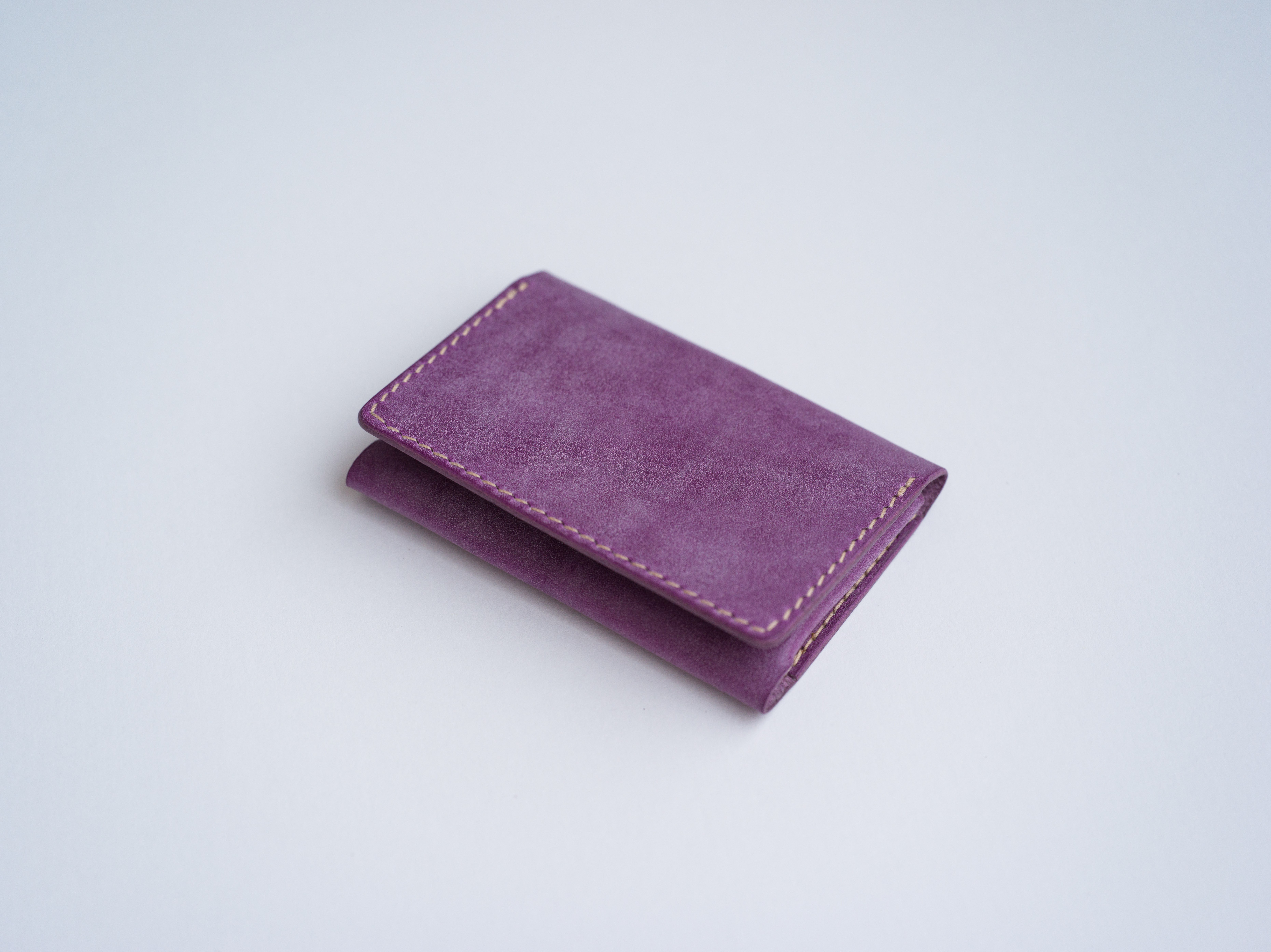 本革名刺入れ【パープル】【国産レザー】【手縫い】