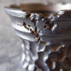 4号燻し金彩鉢178　塊根植物　多肉植物　盆栽　植木鉢　作家鉢　鉢皿　沖縄 2枚目の画像