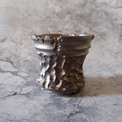 4号燻し金彩鉢178　塊根植物　多肉植物　盆栽　植木鉢　作家鉢　鉢皿　沖縄 3枚目の画像